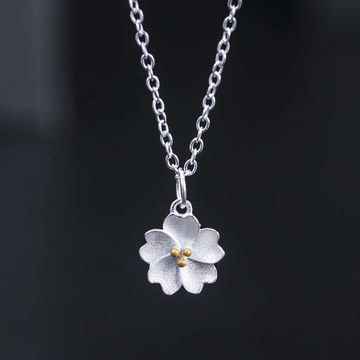 Buddha Stones925スターリングシルバー 桜の花の祝福ネックレスペンダント - 桜 - image 0