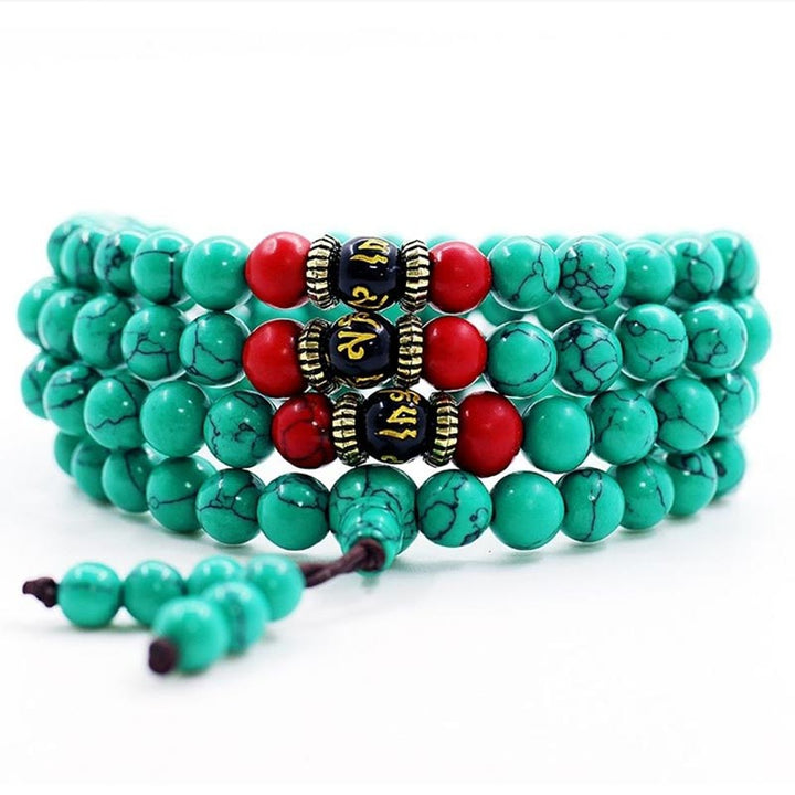 Buddha Stonesチベットターコイズ浄化ネックレスMala