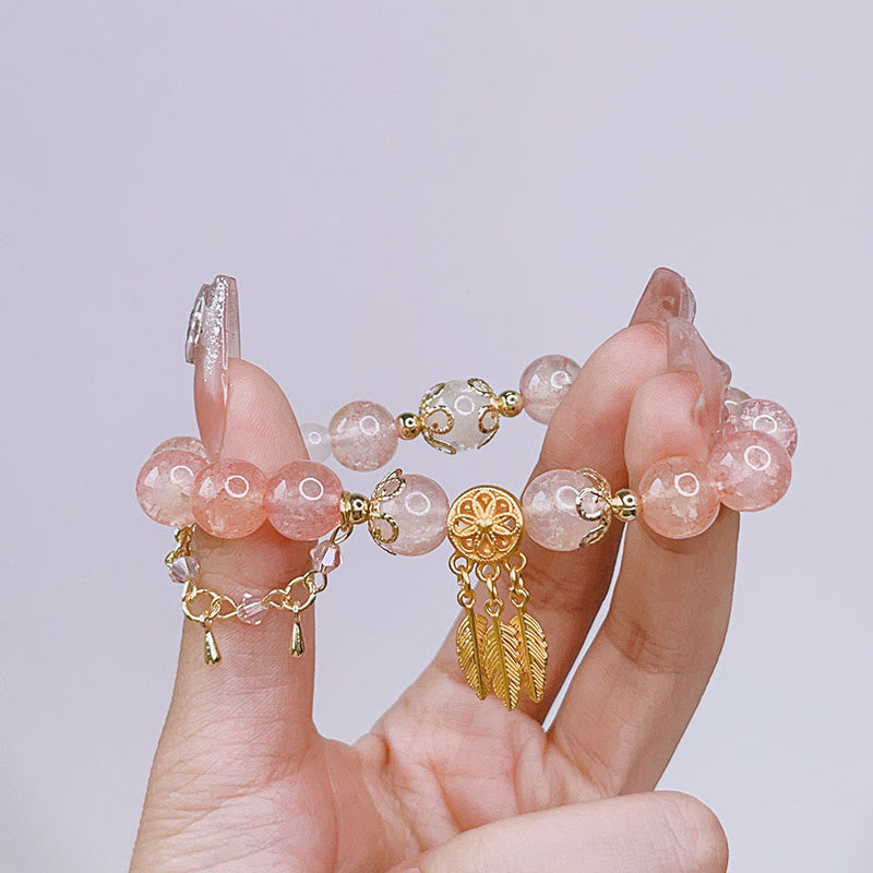 Buddha Stonesガラスビーズドリームキャッチャーお守りブレスレット
