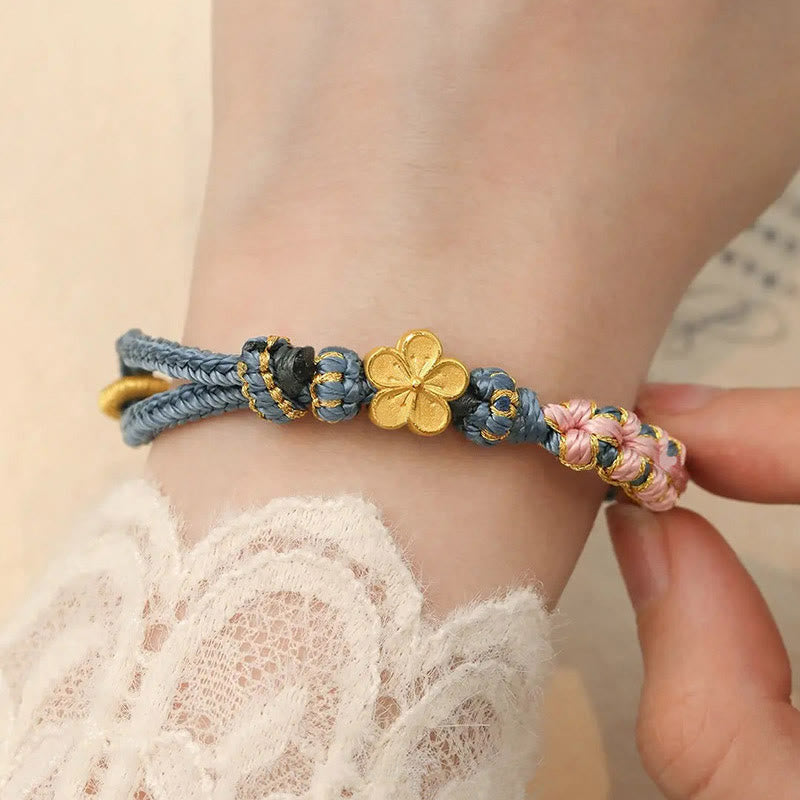 桃の花模様の富の紐ブレスレット