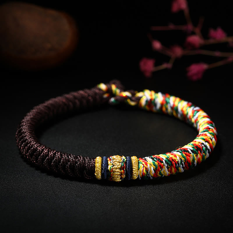 Buddha Stonesチベット手作り多色糸キングコングノット強度編み紐ブレスレット