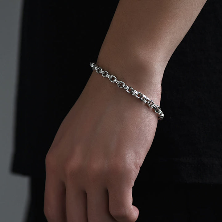 Buddha Stones925 スターリングシルバーオーム・マニ・パドメ・フム彫刻デザイン 創造性 メタルブレスレット
