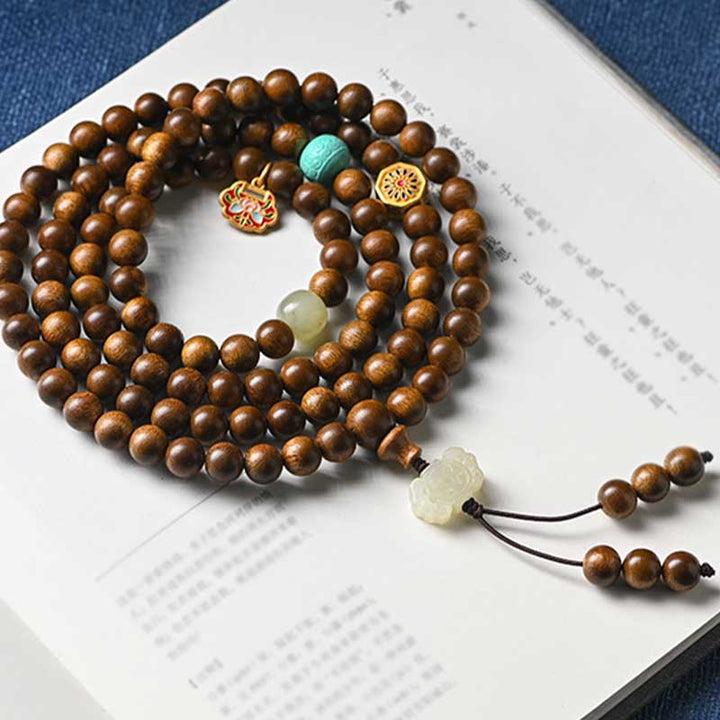 Buddha Stonesチベットローズウッド 保護 静寂 ブレスレットMala