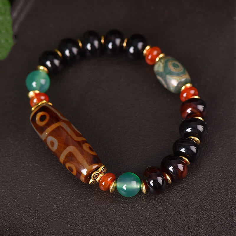 Buddha Stonesチベット天然九眼珠三眼珠護身ブレスレット