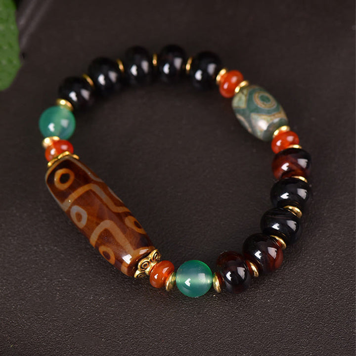 Buddha Stonesチベット天然九眼珠三眼珠護身ブレスレット