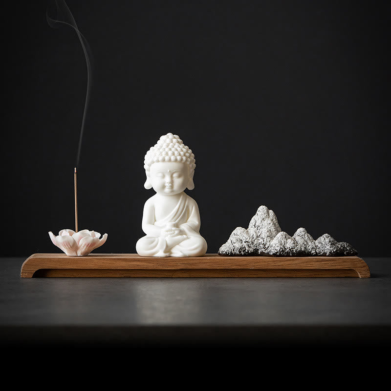 Buddha Stones蓮の花 如来 観音 観音 地蔵菩薩 瞑想 陶器 スティック 香炉 装飾