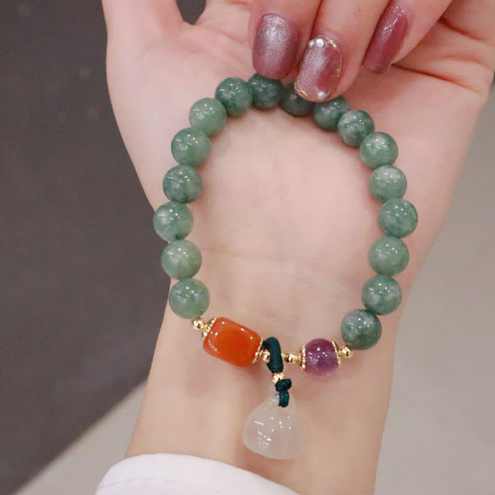 Buddha Stonesシアン翡翠 蓮の花 かぼちゃ 願い 平和バックル アメジスト クリスタル ヒーリングブレスレット