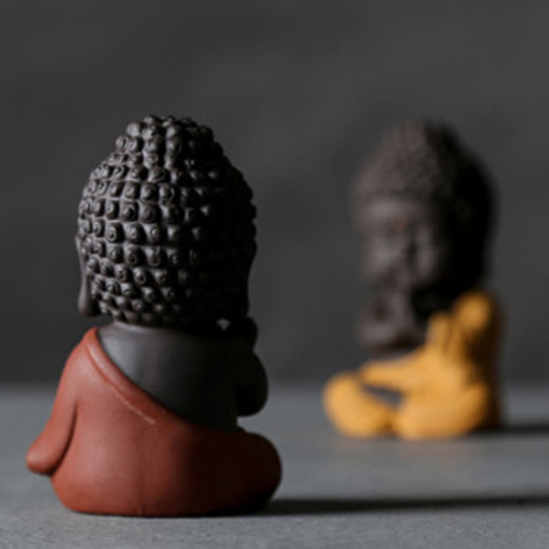 Buddha Stones小さな仏像 セレニティ 紫粘土 ホームデスクデコレーション