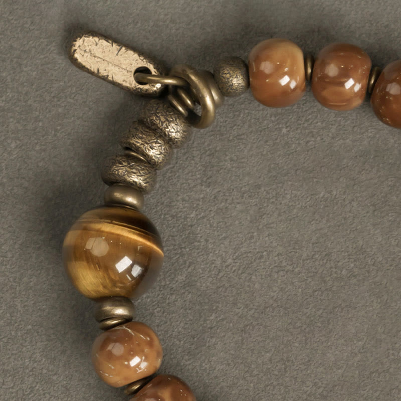 Buddha Stonesクカシード タイガーアイ ゴールドシーン オブシディアン 銅 富と幸運のブレスレット