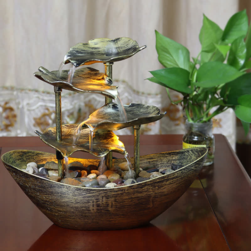 Buddha Stones蓮の葉型 滝 噴水 卓上装飾品 LEDライト付き ホームオフィス デスクトップ装飾 - image 8