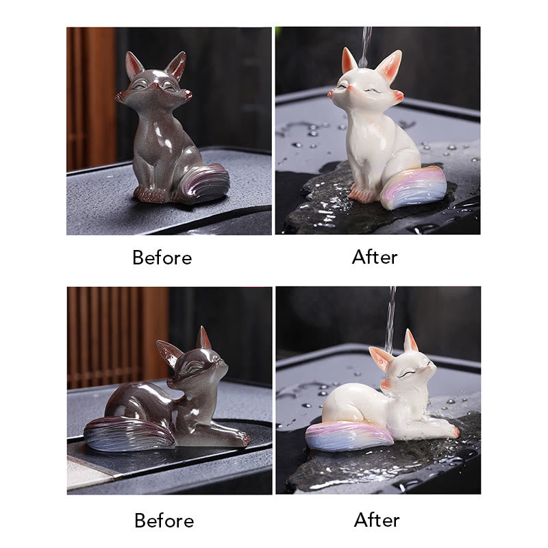 色が変わるBuddha Stones小さくてかわいいキツネのティーペット 樹脂製 置物 インテリア - image 6