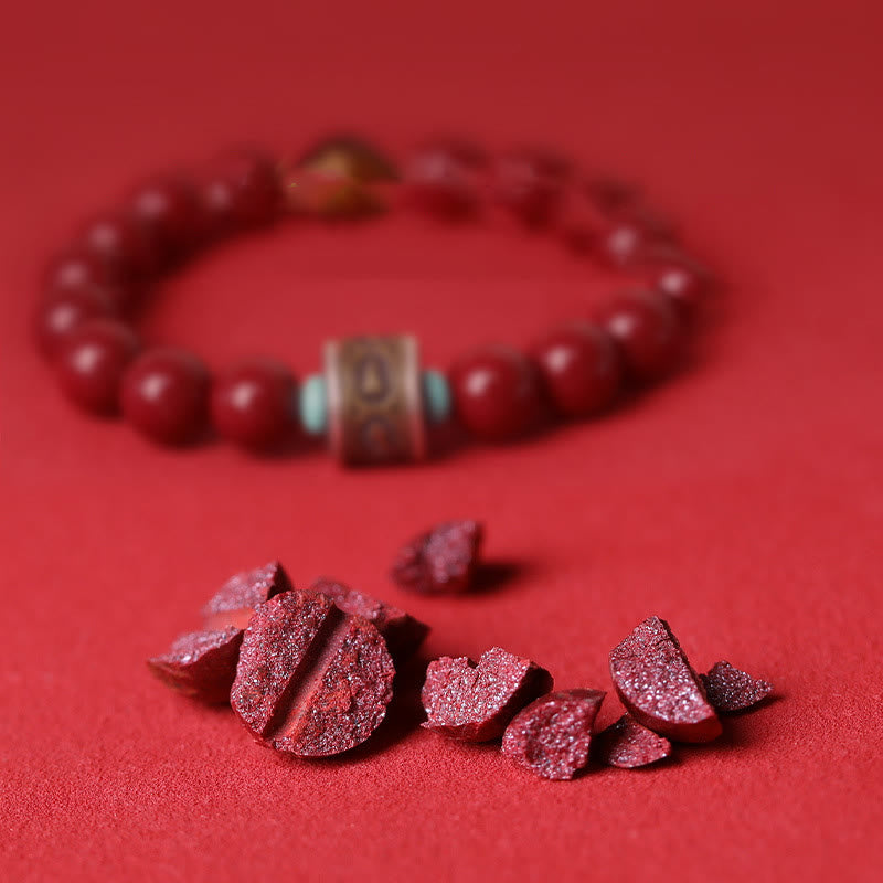 Buddha Stones925スターリングシルバー十二支誕生仏辰砂オーム・マニ・パドメ・フムカームブレスレット