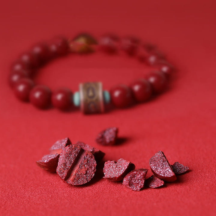 Buddha Stones925スターリングシルバー十二支誕生仏辰砂オーム・マニ・パドメ・フムカームブレスレット