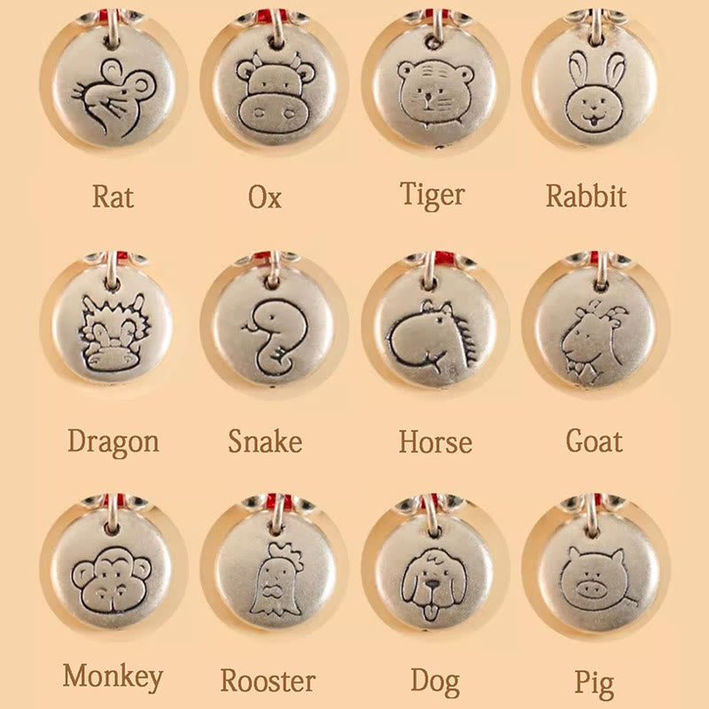 Buddha Stonesハンドメイド999スターリングシルバードラゴン年かわいい中国の十二支幸運編みブレスレット