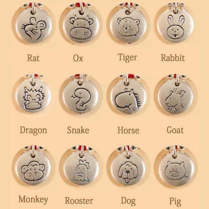 Buddha Stonesハンドメイド999スターリングシルバードラゴン年かわいい中国の十二支幸運編みブレスレット