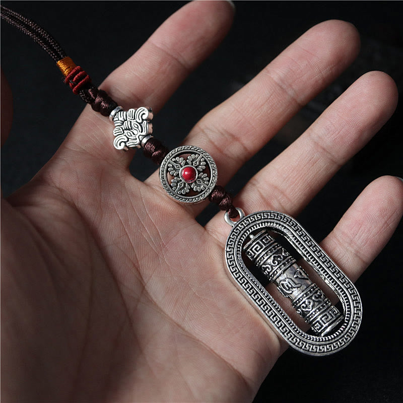 チベットのBuddha Stonesオム・Om Mani Padme Hum祈りの輪 平和 回転式 車用吊り下げ装飾