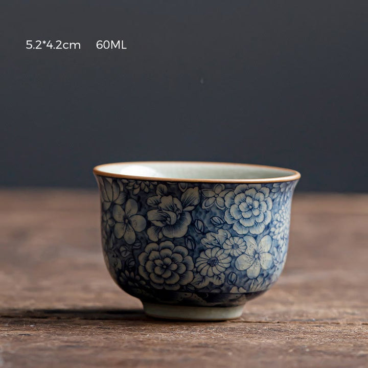 Buddha Stones青蓮 桃の花 菊 デザイン 陶器 ティーカップ カンフー ティーカップ