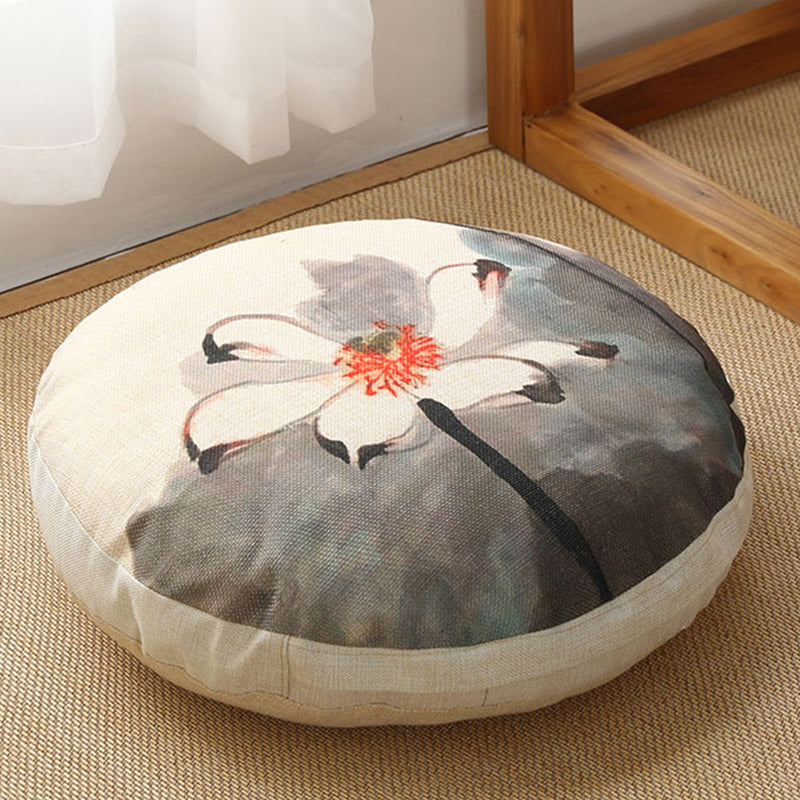 Buddha Stones 蓮のシンプルな模様のリネン製瞑想用座布団 ホームリビングルーム装飾 - 取り外し可能 - 約40cm×10cm（多少の誤差が生じる場合があります） - オールドレース - image 33