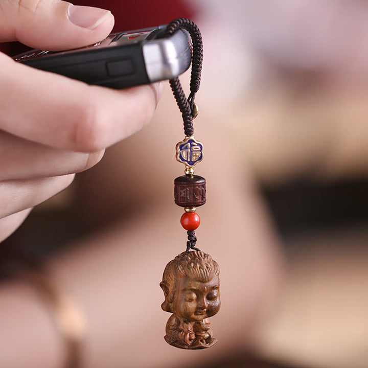 中国の十二支の誕生仏、グリーンサンダルウッドの「Om Mani Padme Hum」の平和キーチェーン