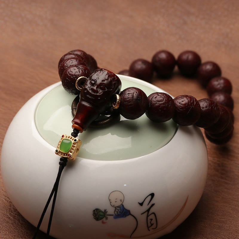 Buddha Stonesチベット菩提樹 シードアゲート ビーズ 幸運 富 タッセルチャーム リストMala