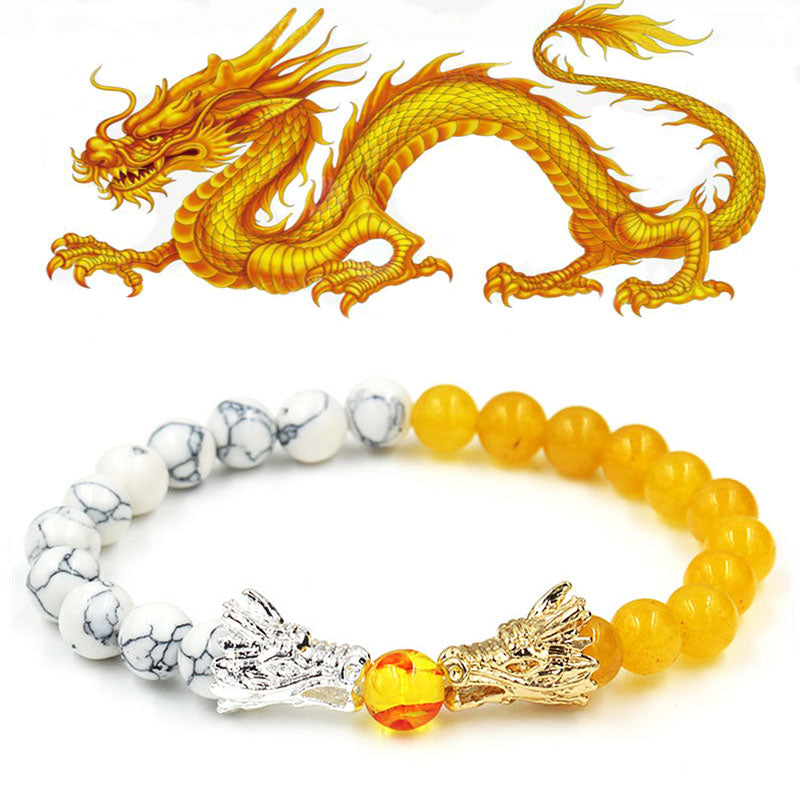 Buddha Stonesホワイトターコイズ 溶岩石 龍の祝福 ビーズブレスレット - image 8