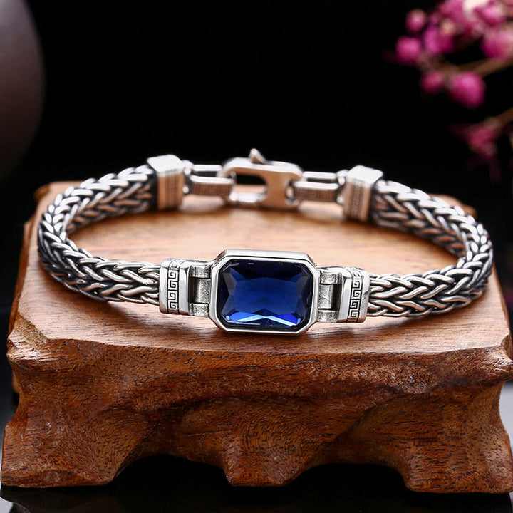 Buddha Stonesレトロブルーアクリル ドラゴンキール編みデザイン ヒーリング ウェルスバックルブレスレット
