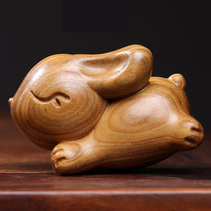 Buddha Stones緑 白檀 小さな ミニ かわいい ウサギ 平和 装飾