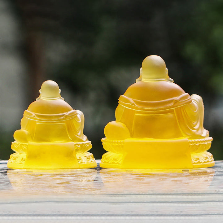 Buddha Stones手作り 笑う仏像 琉璃水晶 芸術品 富の像 家の装飾