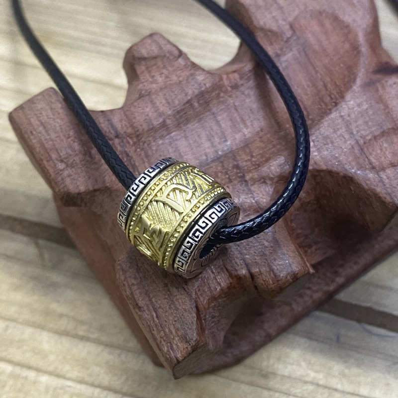 チベットのBuddha Stonesオーム・マニ・パドメ・フム守護のネックレスペンダント - 金 - 紐ロープ - image 7