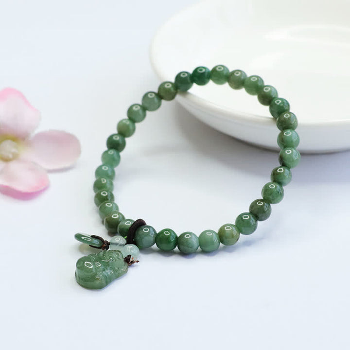 Buddha Stones笑う仏陀 シアン翡翠 ヒーリングブレスレット