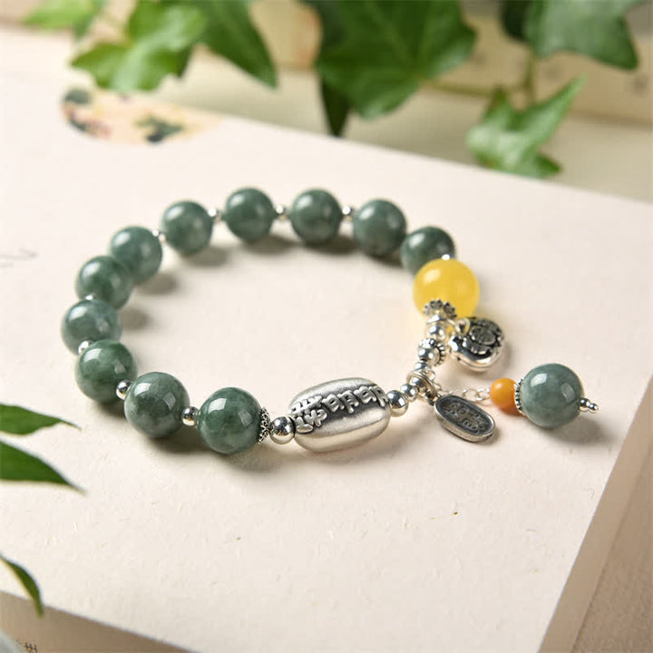 Buddha Stones925スターリングシルバー シアンジェイドアンバー サクセスブレスレット