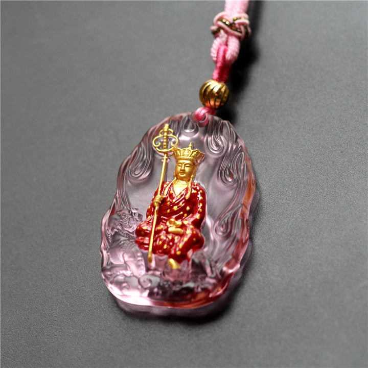 Buddha Stones地蔵仏リウリ クリスタル 慈悲のお守り ネックレス ペンダント - ピンクの地蔵菩薩 - image 6