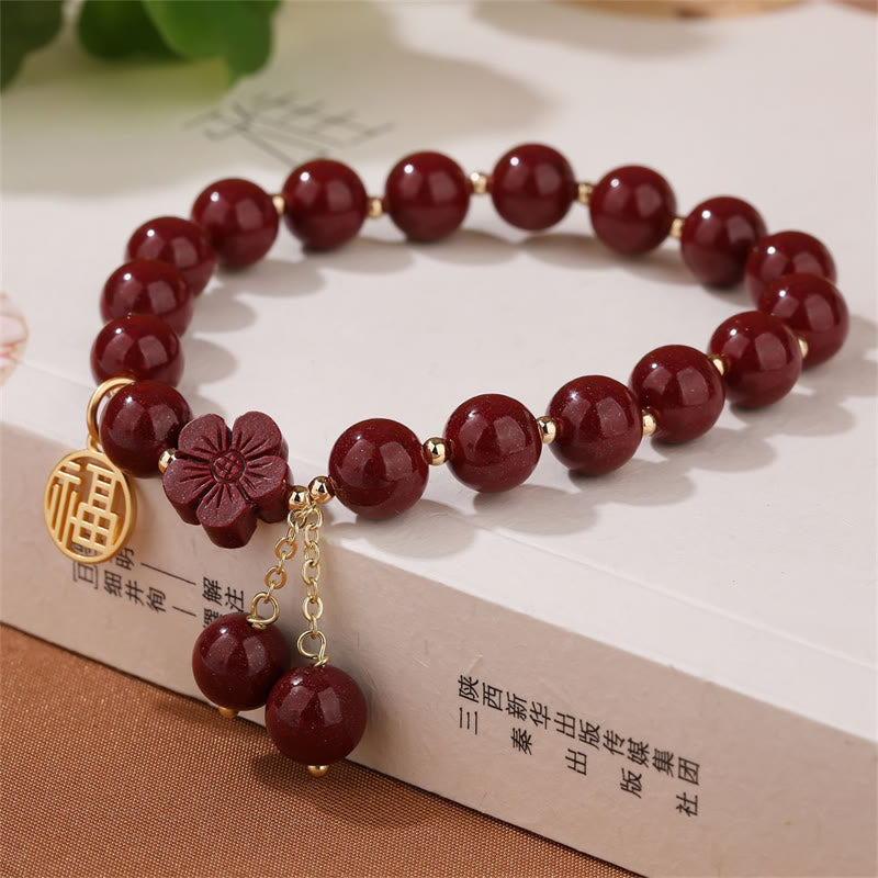 Buddha Stones辰砂福文字桜祝福ブレスレット
