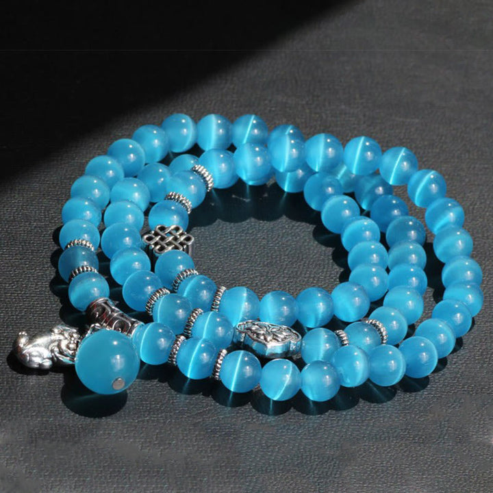 Buddha Stonesキャットアイ貔貅サポートトリプルラップブレスレット