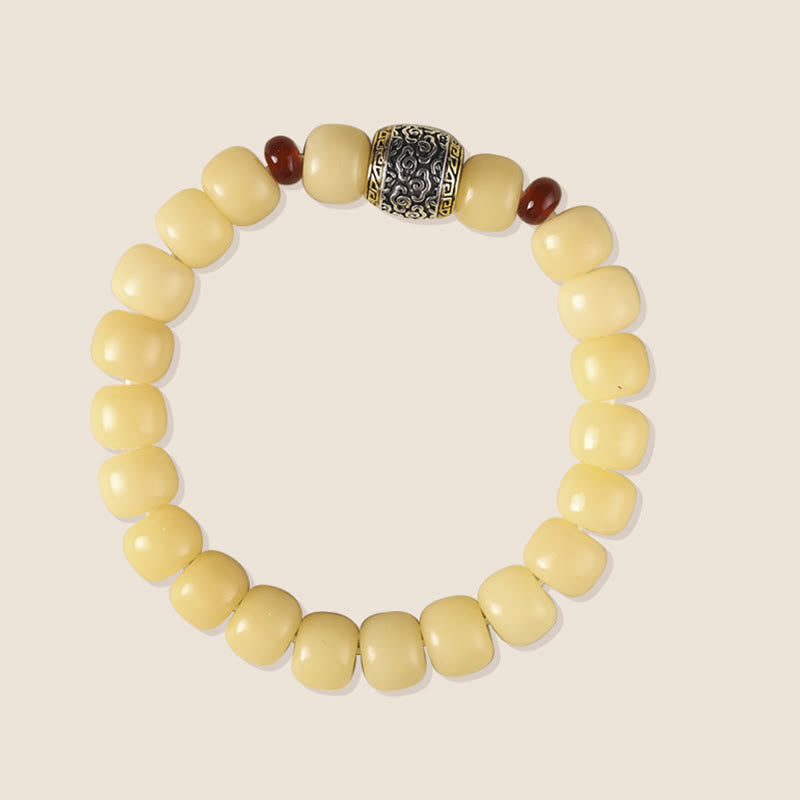 Buddha Stones菩提樹の吉兆雲福文字ビーズ平和ブレスレット