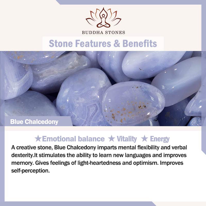 Buddha Stonesブルーカルセドニー 感情バランス エネルギーブレスレット バングル