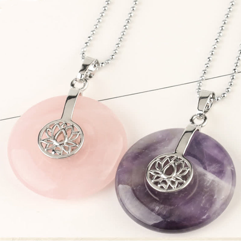 Buddha Stones各種クリスタルアメジストピンククリスタルロータスヒーリングネックレスペンダント - image 2