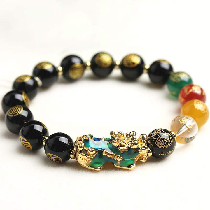 Buddha Stones色が変わるPiXiu黒曜石幸運ブレスレット