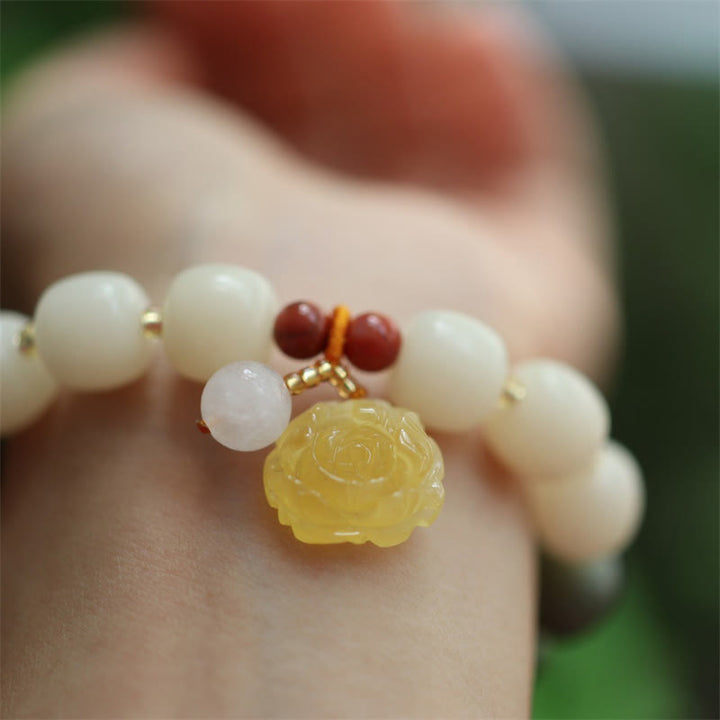 Buddha Stonesグラデーション菩提樹種子琥珀蓮平和ブレスレット