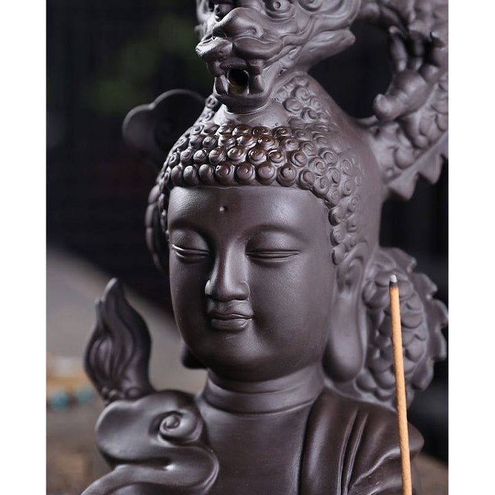 Buddha Stones龍仏 縁起の良い雲 紫粘土 癒しの香炉 装飾