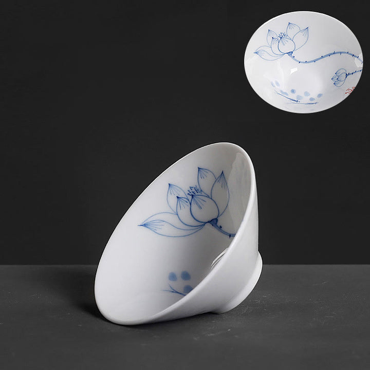 Buddha Stonesヴィンテージ 梅 蘭 竹 菊 蓮 鯉 陶器 ティーカップ カンフー ティーカップ