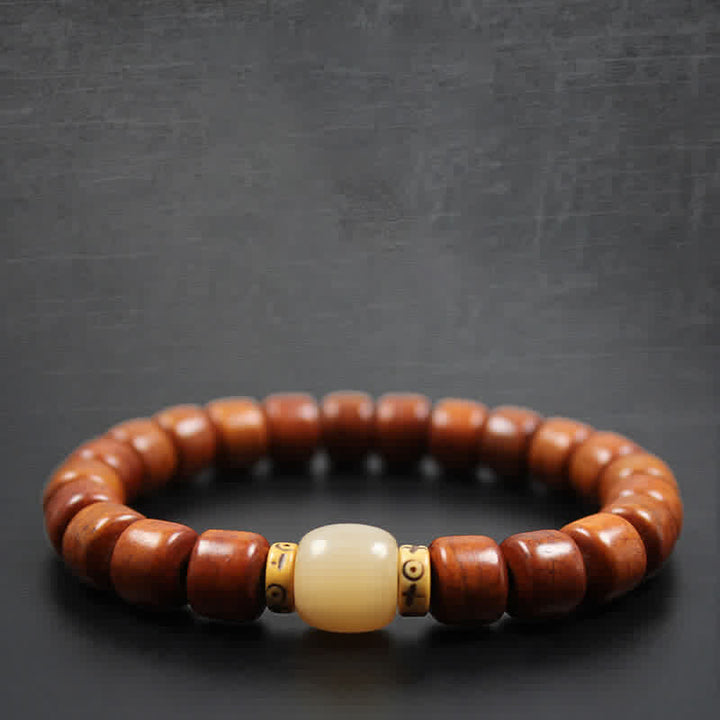 Buddha Stonesチベット骨ビーズオーム・マニ・パドメ・フム強さブレスレット