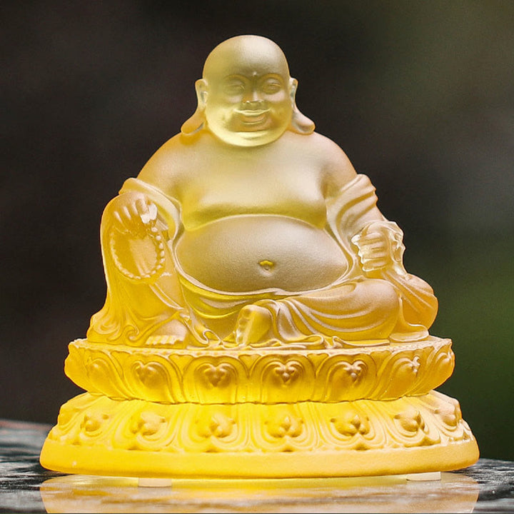 Buddha Stones手作り 笑う仏像 琉璃水晶 芸術品 富の像 家の装飾