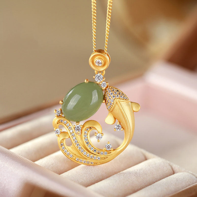 Buddha Stonesシアン翡翠 鯉 癒し 穏やか ネックレス ペンダント - image 8