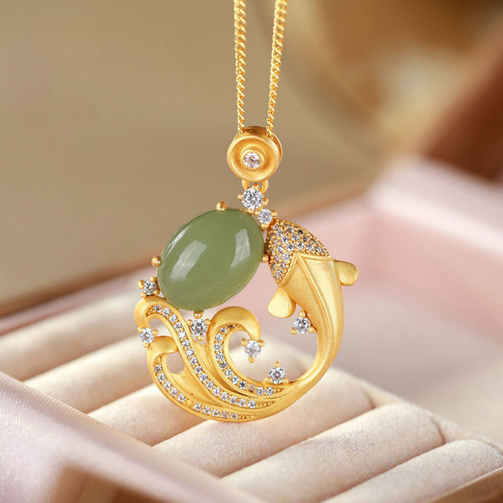 Buddha Stonesシアン翡翠 鯉 癒し 穏やか ネックレス ペンダント - image 8