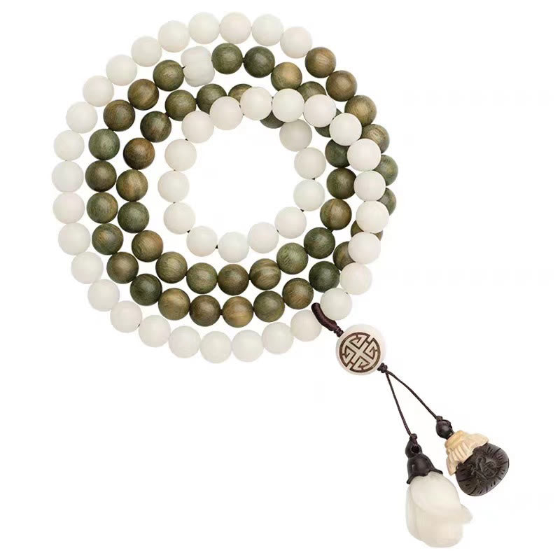 Buddha Stones天然グリーンサンダルウッド 菩提樹の癒しのブレスレット