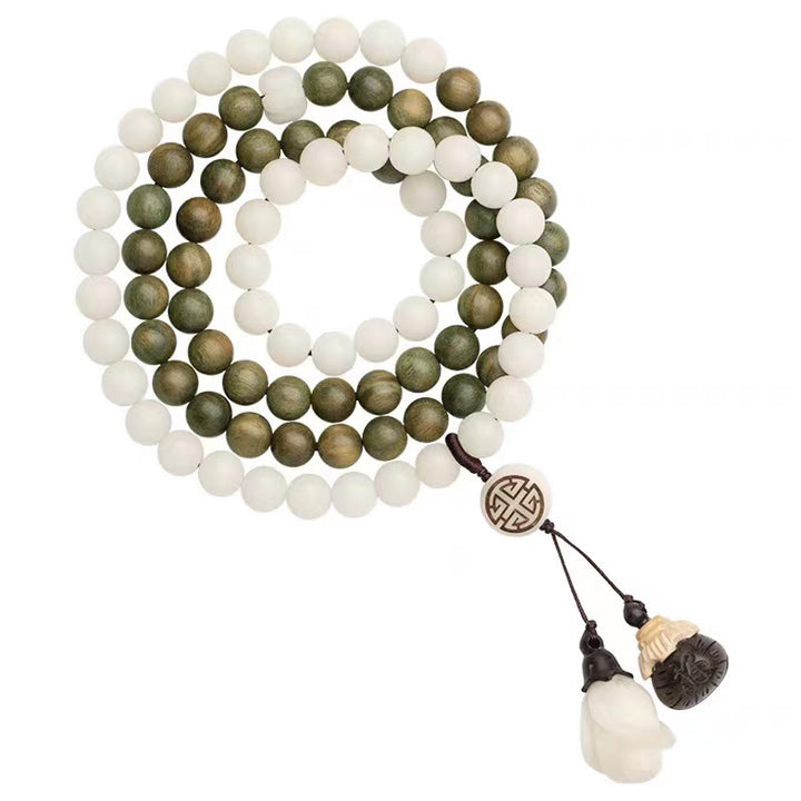 Buddha Stones天然グリーンサンダルウッド 菩提樹の癒しのブレスレット