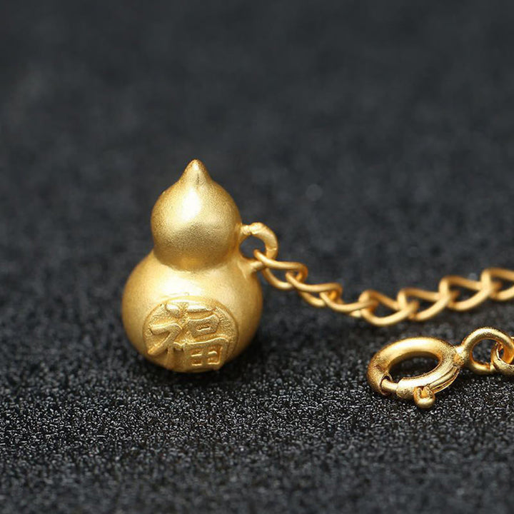 Buddha Stones丸玉 翡翠 平和バックル ひょうたん 福文字 縁起の良い繁栄のチェーンブレスレット