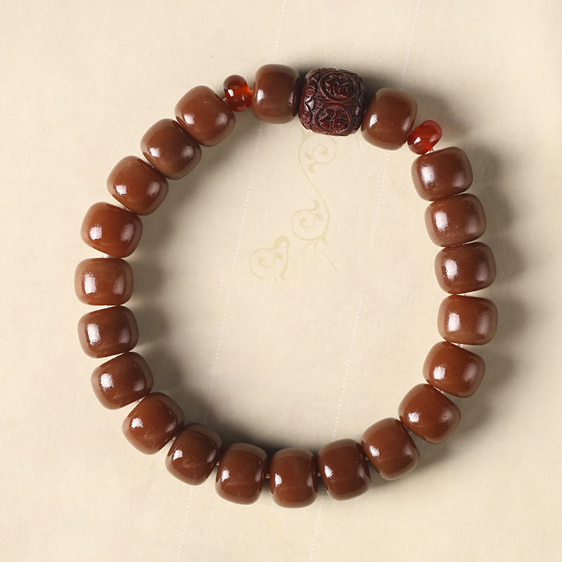 Buddha Stones菩提樹の吉兆雲福文字ビーズ平和ブレスレット
