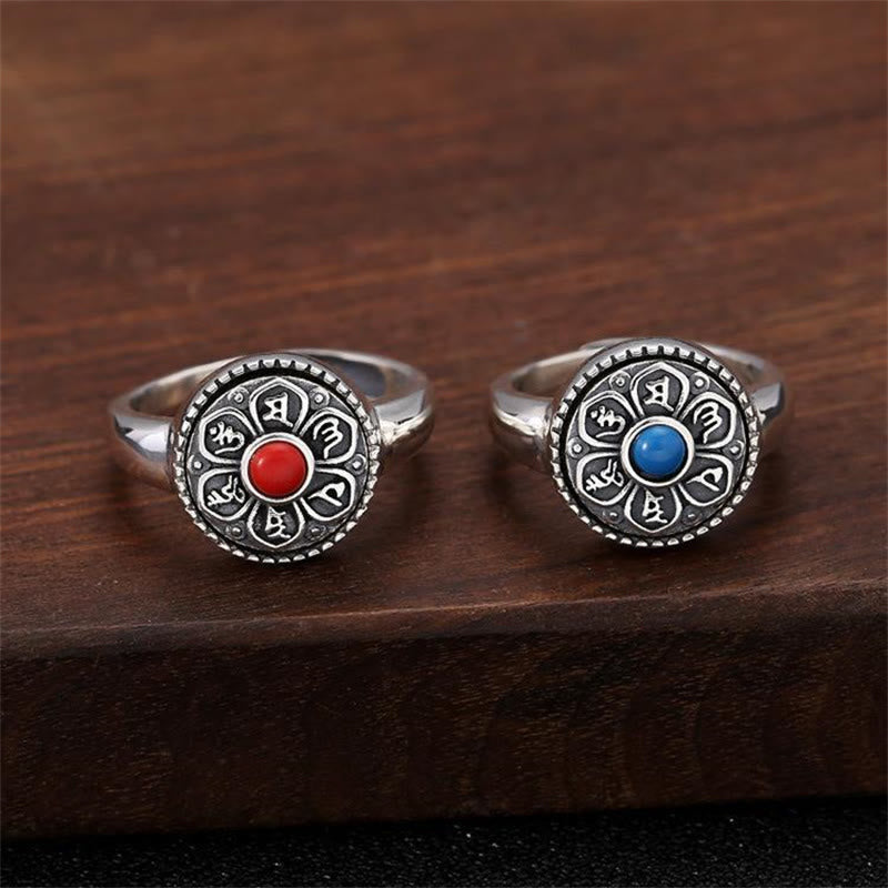 Buddha Stonesチベットオーム・マニ・パドメ・フムピース 回転可能リング